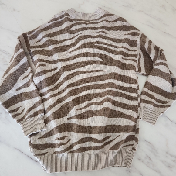 New‎ Varley Anthropologie zip up zebra striped cardigan sweater - Picture 13 of 16